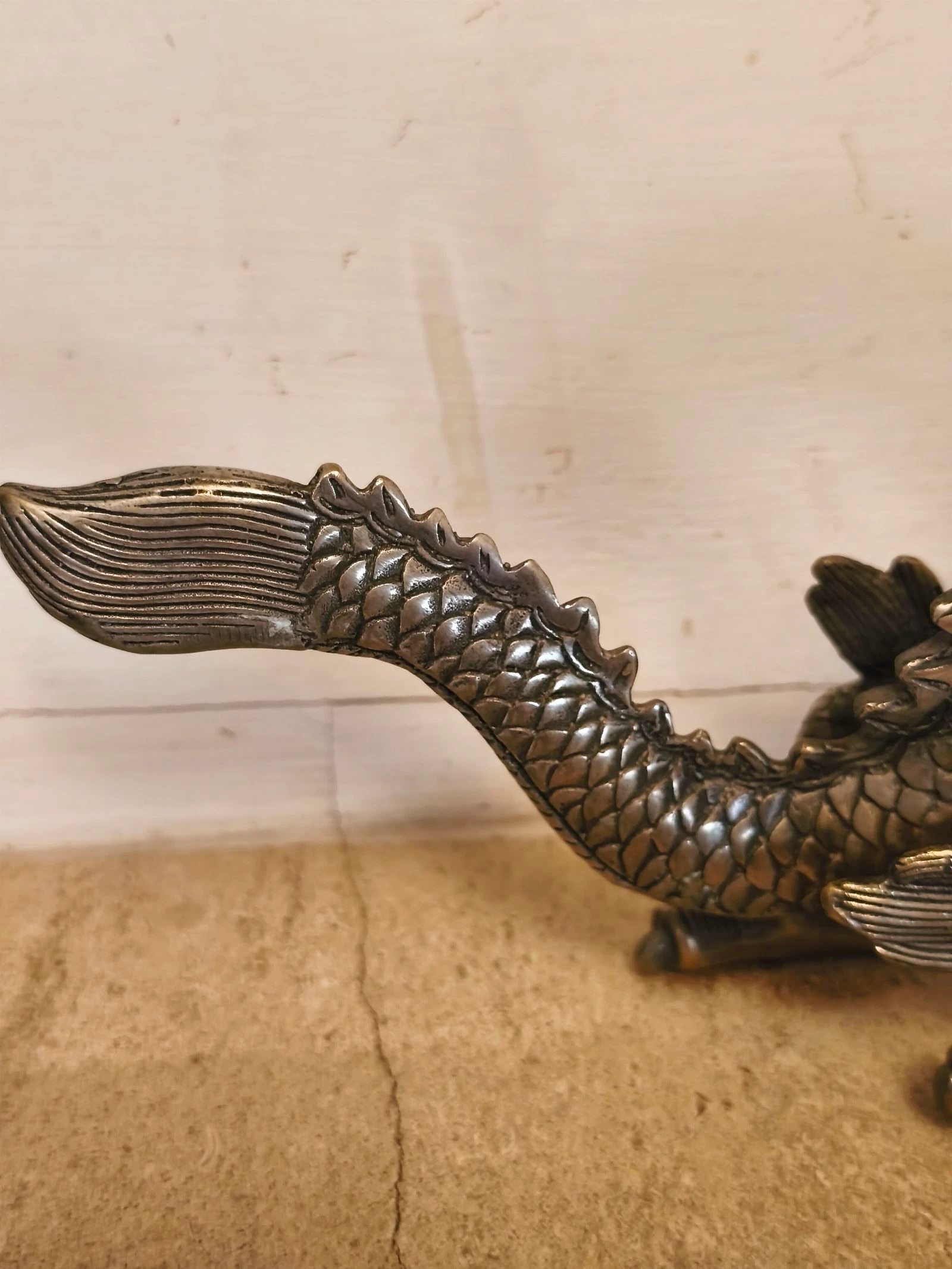 Figura escultura de bronze prateado Dragão loon – photo 10